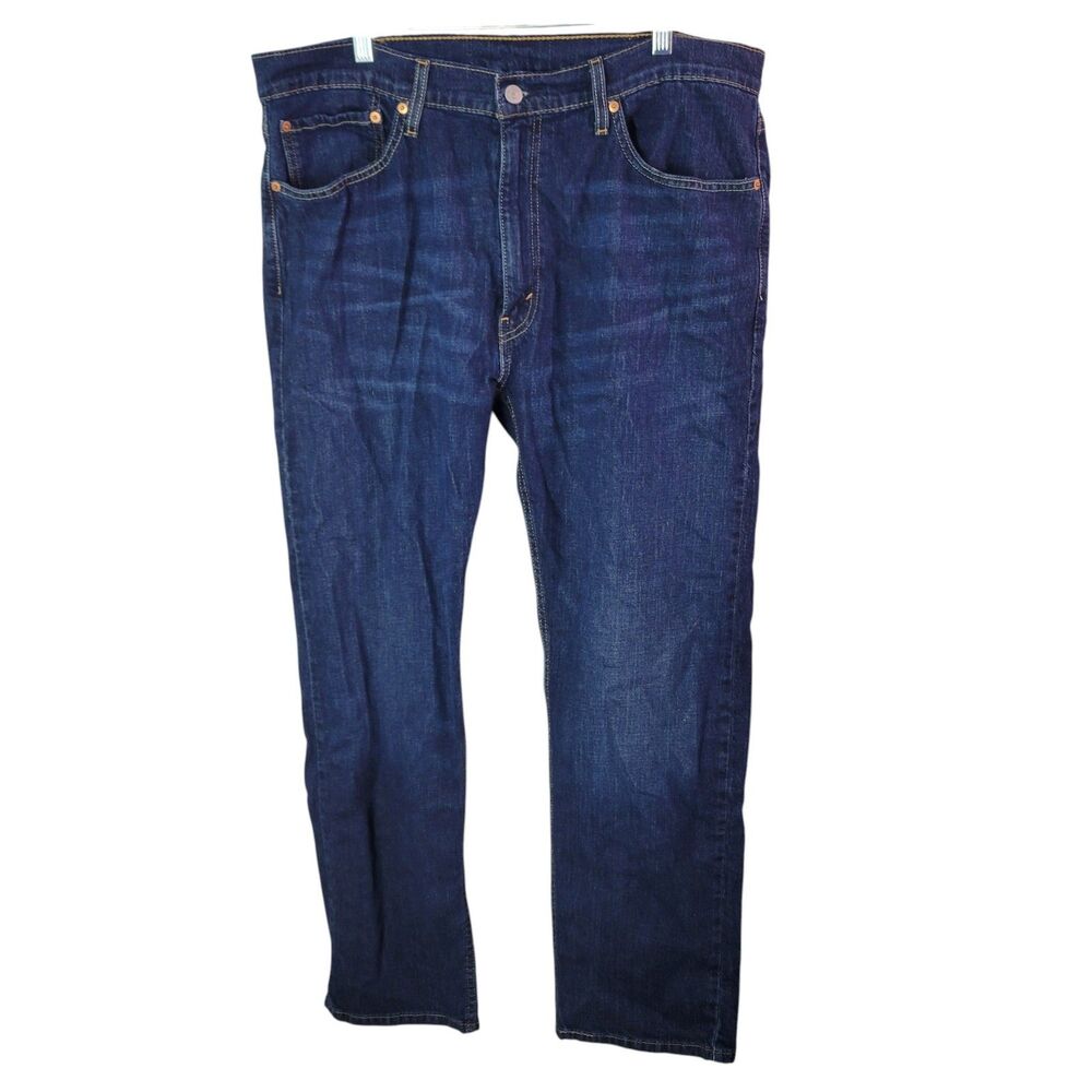 Levi's 505 Mens Size 38x32 Blue Solid Straight Leg Jeans